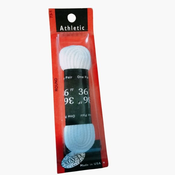Stay-Ty Other - Stay Ty Athletic Laces 36 inch Round White Shoelaces One Pair USA